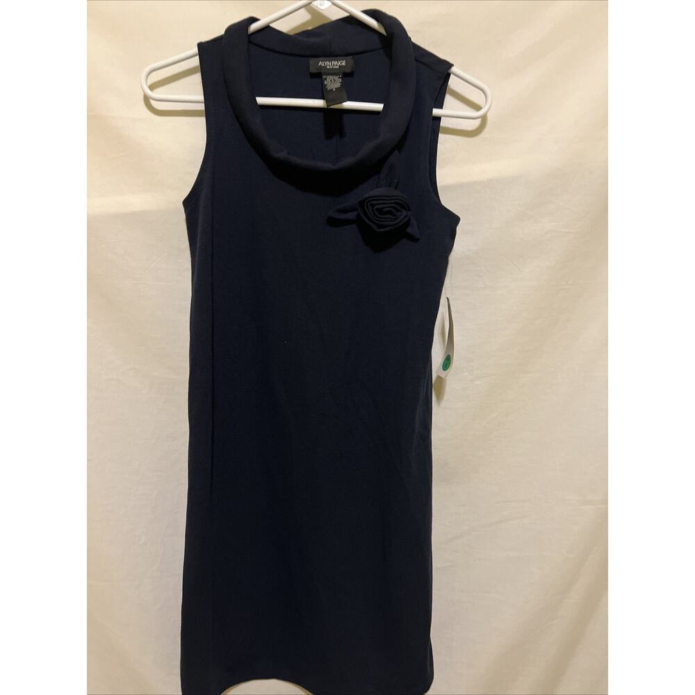 ALYN PAIGE Women’s Dress Size Small Black A-line Roll Collar Sleeveless NWT